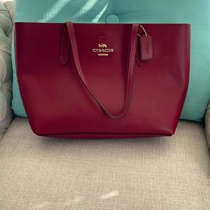 Dark Red Coach Tote Good Condition